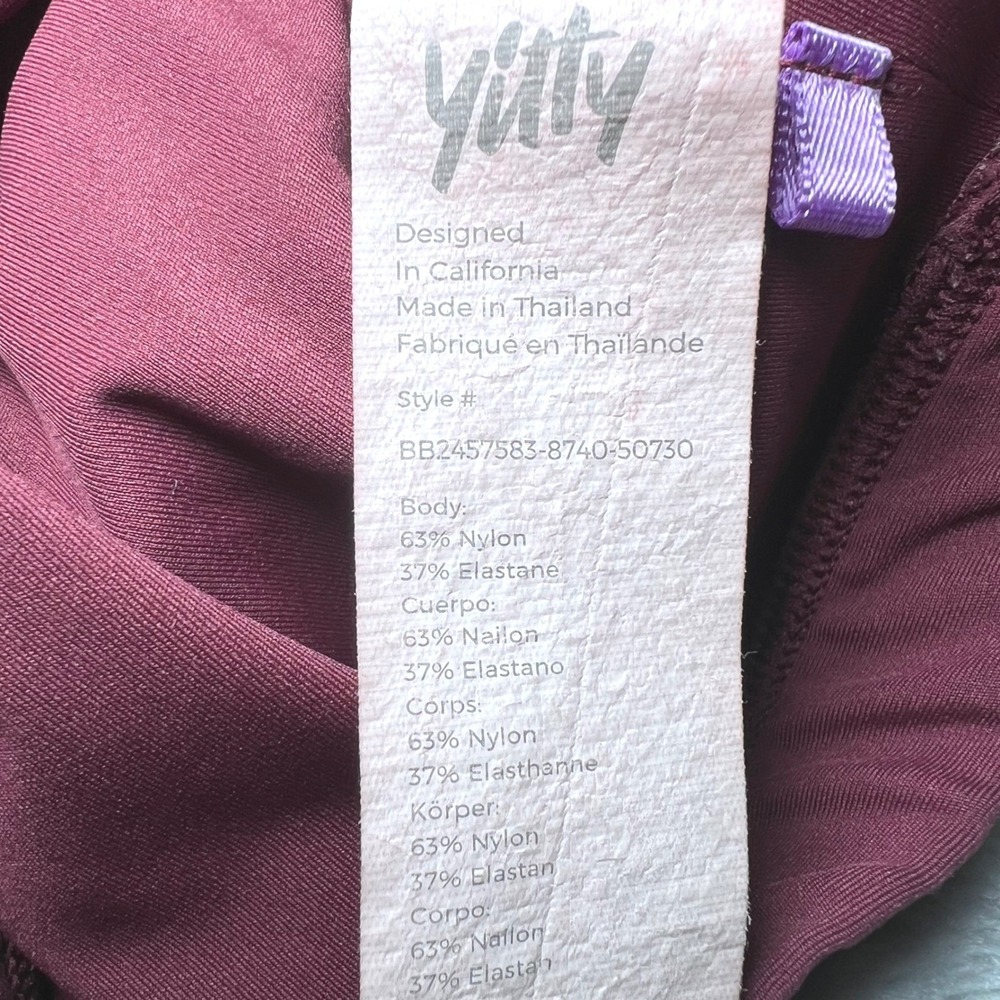 Yitty Womens Size Medium Ribbed Racerback Sports Bra Maroon Crop Top Athletic - Picture 4 of 12